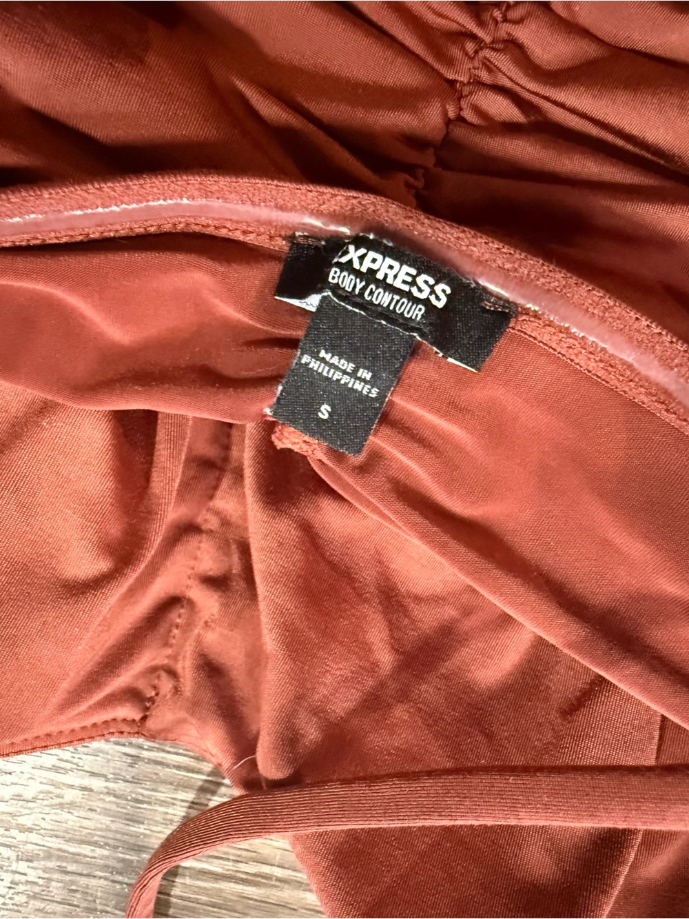 Express Body Contour Ruched Bodysuit Rust - Picture 5 of 6